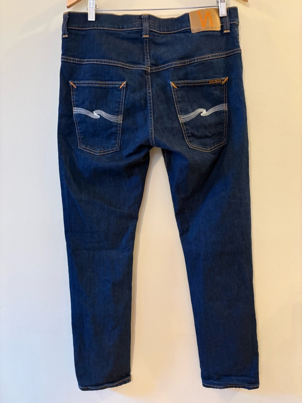 Nudie Jeans Slim Indigo Blue Men's Jeans, Organic, Sz 36, fit smaller.